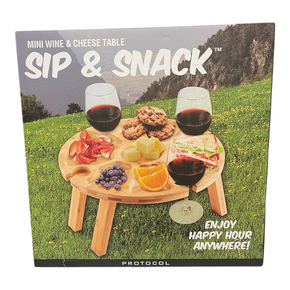 Sip & Snack Mini Wine Cheese Table Gift Cozy Christmas Date Night Foldable Table